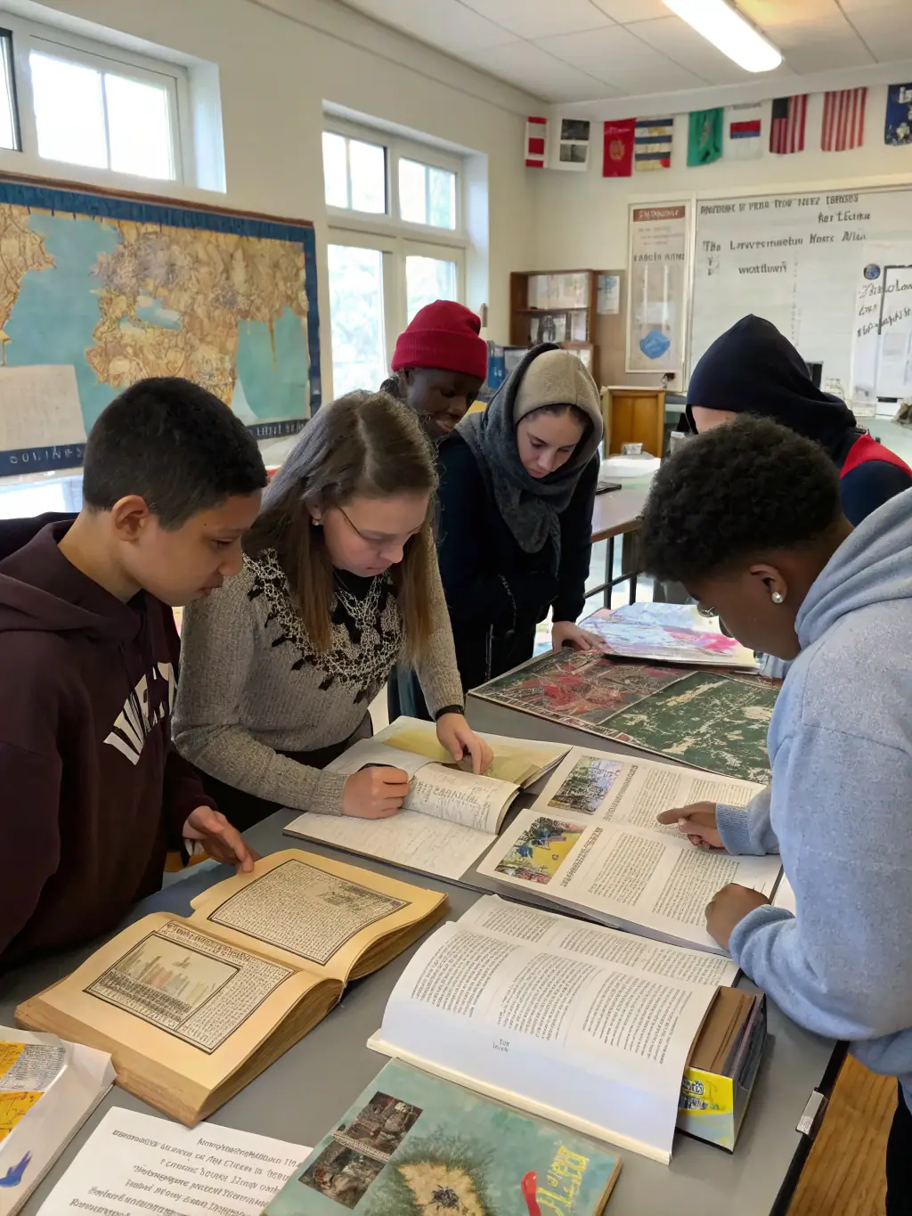 A diverse group of students and community members participating in a lecture about the history and architectural significance of a local landmark.