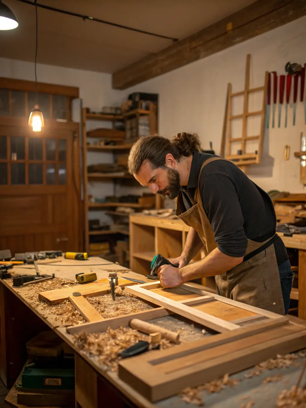 An image of a craftsman demonstrating traditional woodworking techniques during a heritage skills workshop, showcasing the hands-on learning experience.