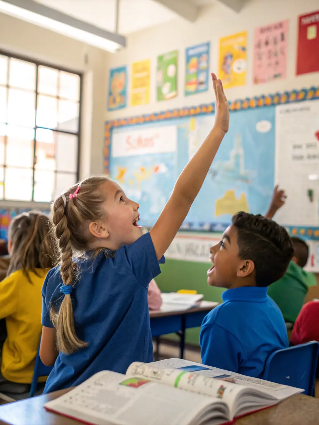 A photo of children participating in a HISTORIC HOMES educational program, learning about local history and architectural styles in a classroom setting.